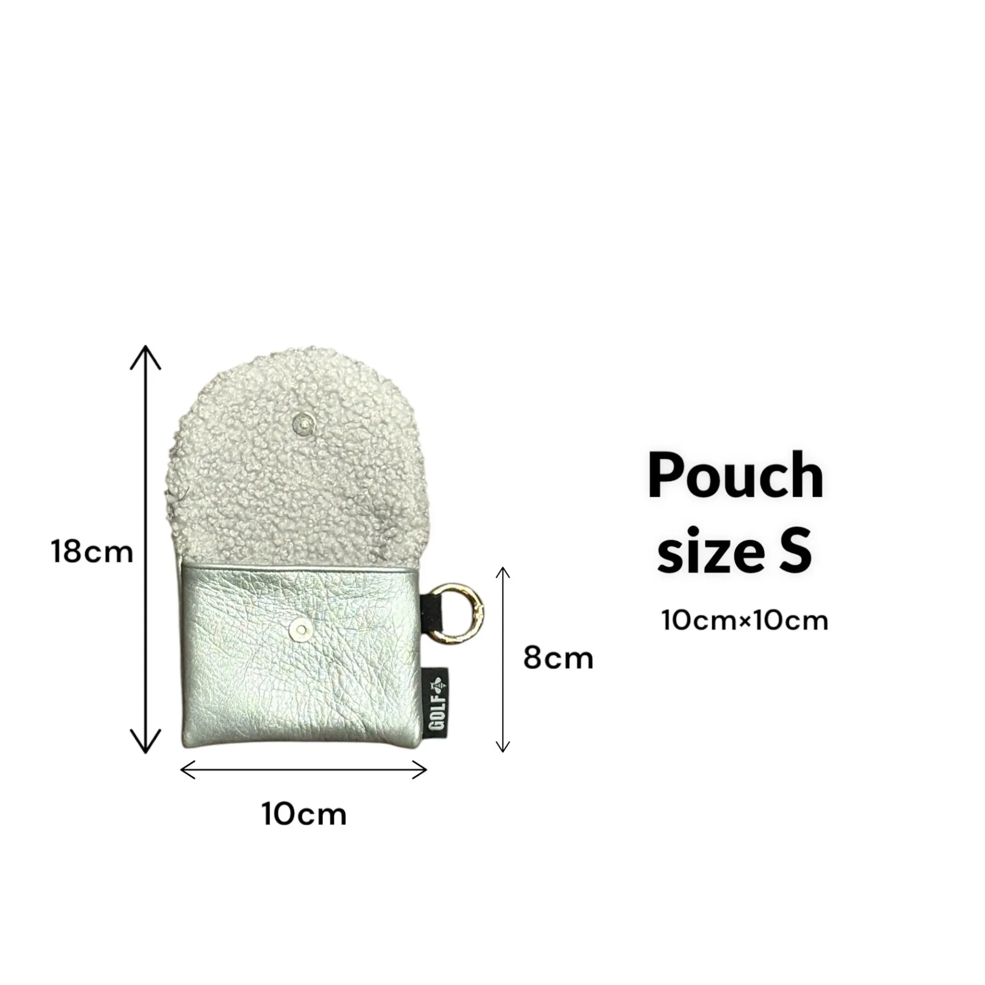 牛革 シルバー カラビナ付きポーチS